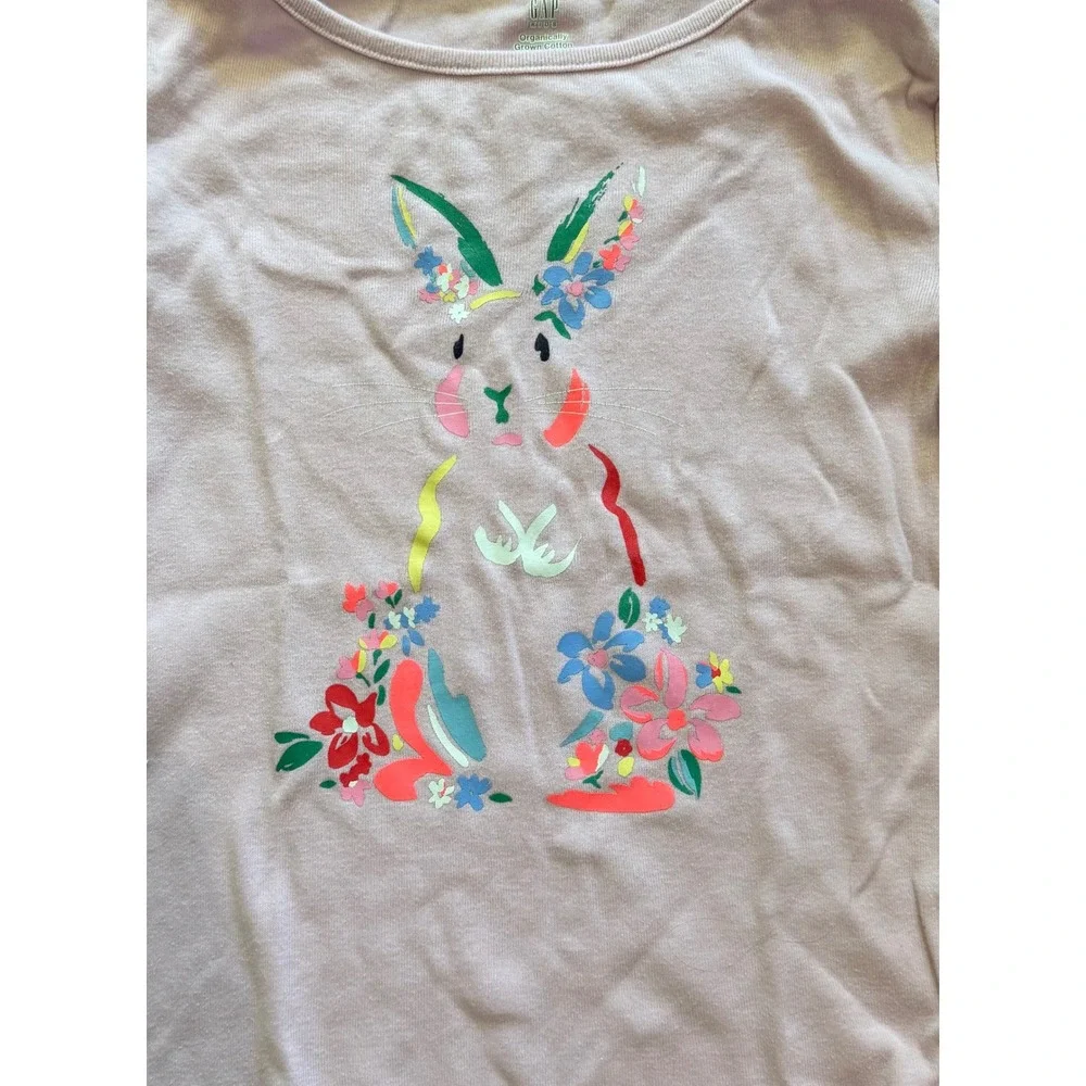 GAP Kids Girls Pajama Set Floral Bunny Size 6-8Y organically grown cotton
